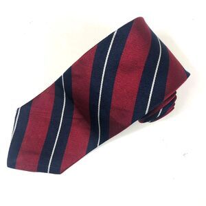 Vintage BERT PULITZER Silk Tie Red Navy Blue White Repp Stripe Made in USA Long
